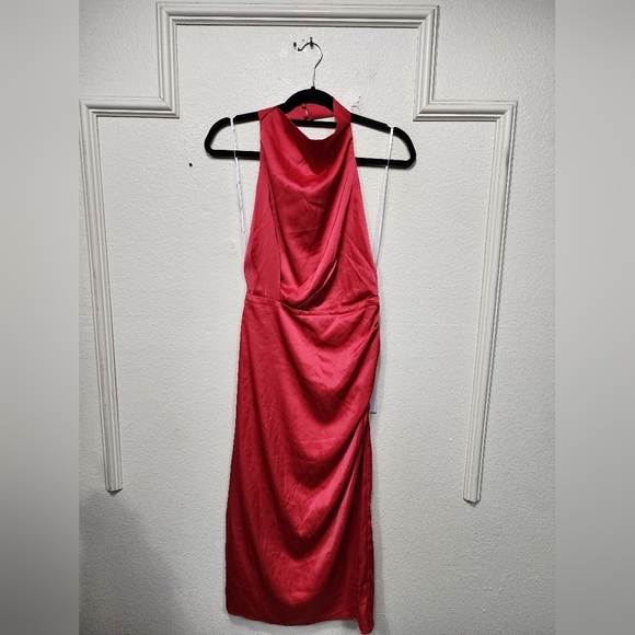 Lulus Gorgeous Season Bright Red Satin Backless Midi Dress S Wedding Party Prom - Picture 6 of 10